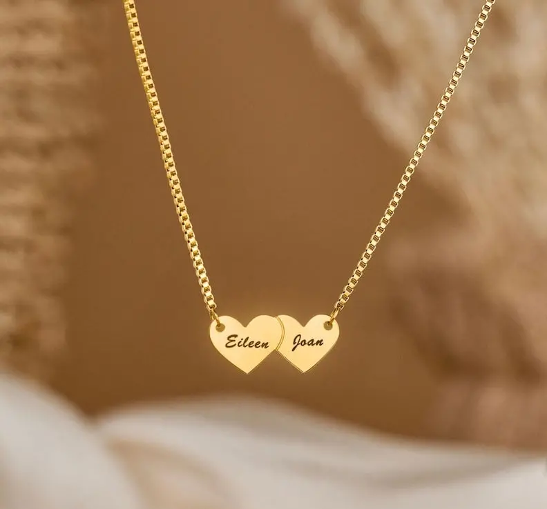 Heart-Shaped Interlocking Custom Name Necklace 1