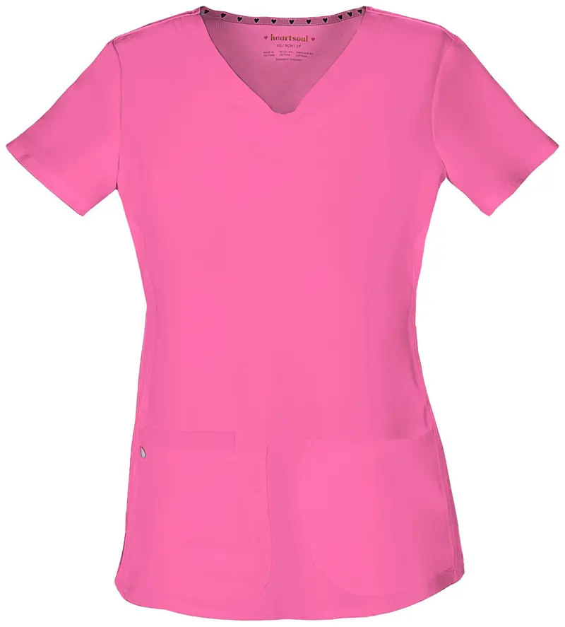 Heartsoul Women's Pitter-Pat V-Neck Solid Scrub Top 2