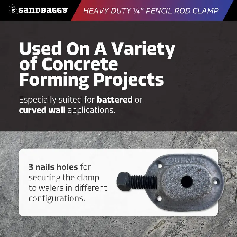 Heavy Duty 1/4" Pencil Rod Clamp - Concrete Formwork Clamps - Cast Malleable Iron 5