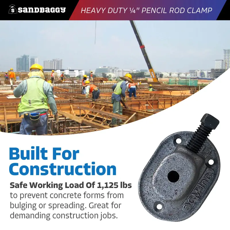 Heavy Duty 1/4" Pencil Rod Clamp - Concrete Formwork Clamps - Cast Malleable Iron 6