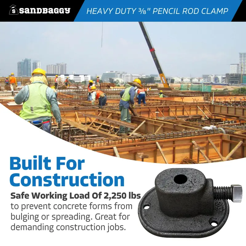 Heavy Duty 3/8" Pencil Rod Clamp - Concrete Formwork Clamps - Cast Malleable Iron 3