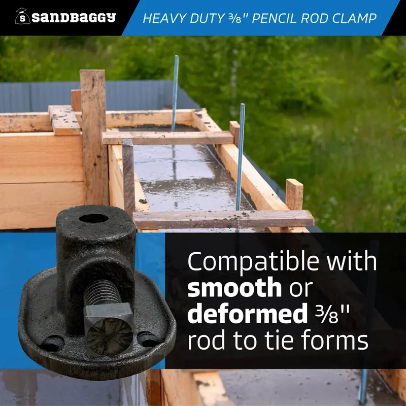 Heavy Duty 3/8" Pencil Rod Clamp - Concrete Formwork Clamps - Cast Malleable Iron 4