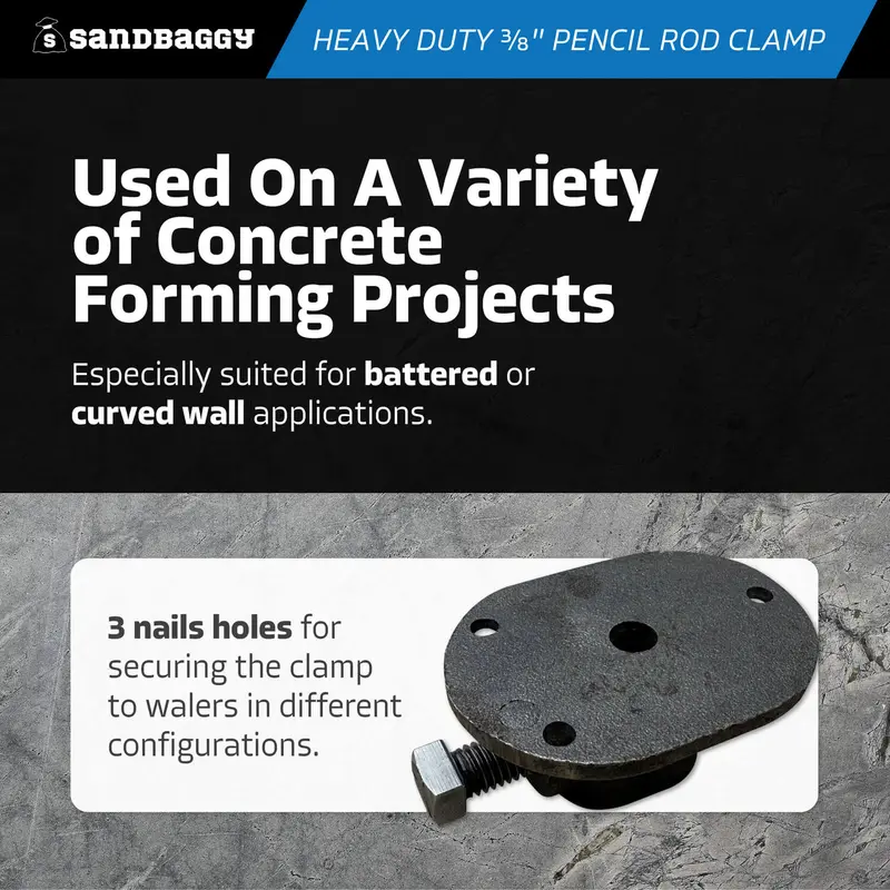 Heavy Duty 3/8" Pencil Rod Clamp - Concrete Formwork Clamps - Cast Malleable Iron 5