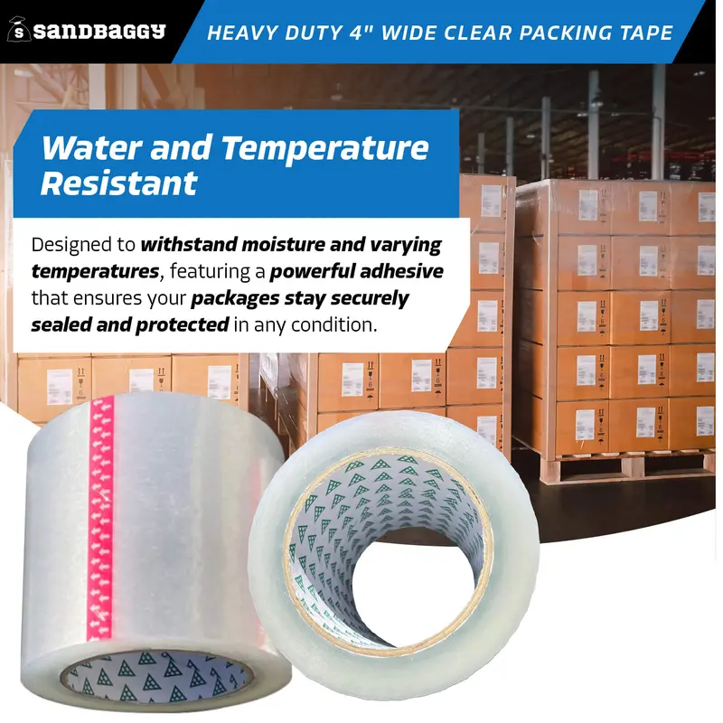 Heavy Duty 4" Wide Clear Packing Tape Rolls (110 Yards) - 2.6 Mil 6