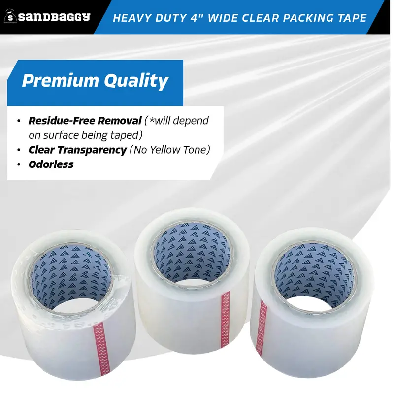Heavy Duty 4" Wide Clear Packing Tape Rolls (110 Yards) - 2.6 Mil 7