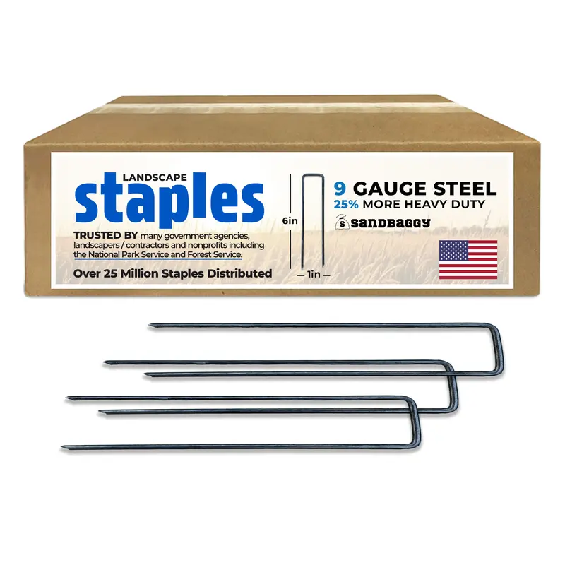 Heavy Duty 6-Inch Landscape Staples – Usa Made, 9 Gauge Steel 1