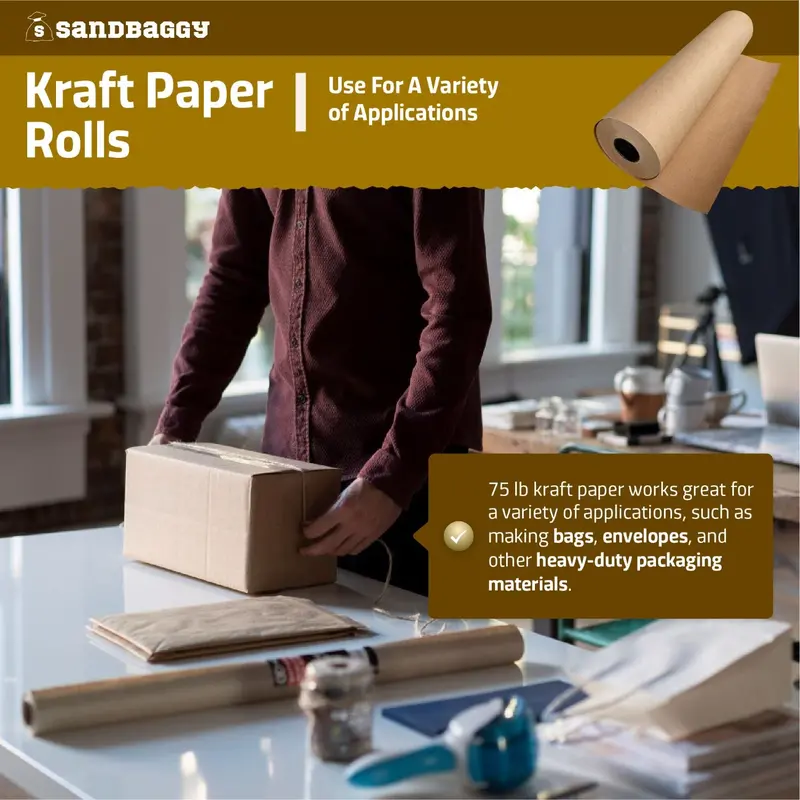Heavy Duty Kraft Paper Rolls - 75 Lb. Recycled Paper (Brown) 8