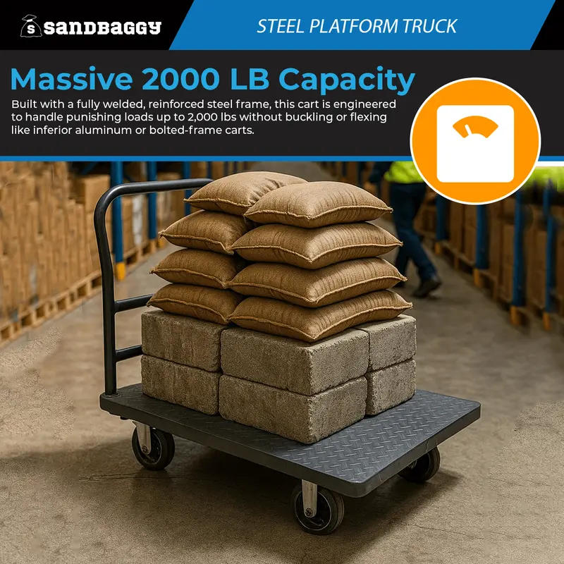 Heavy-Duty Steel Platform Truck | 2000 Lb Capacity (48" X 24") 3