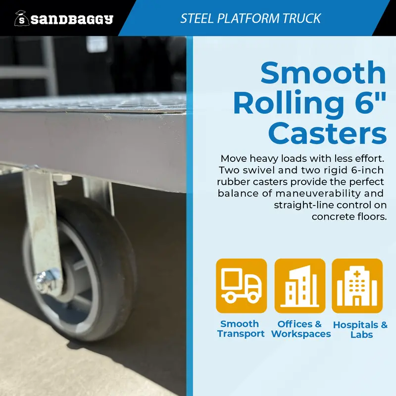Heavy-Duty Steel Platform Truck | 2000 Lb Capacity (48" X 24") 6