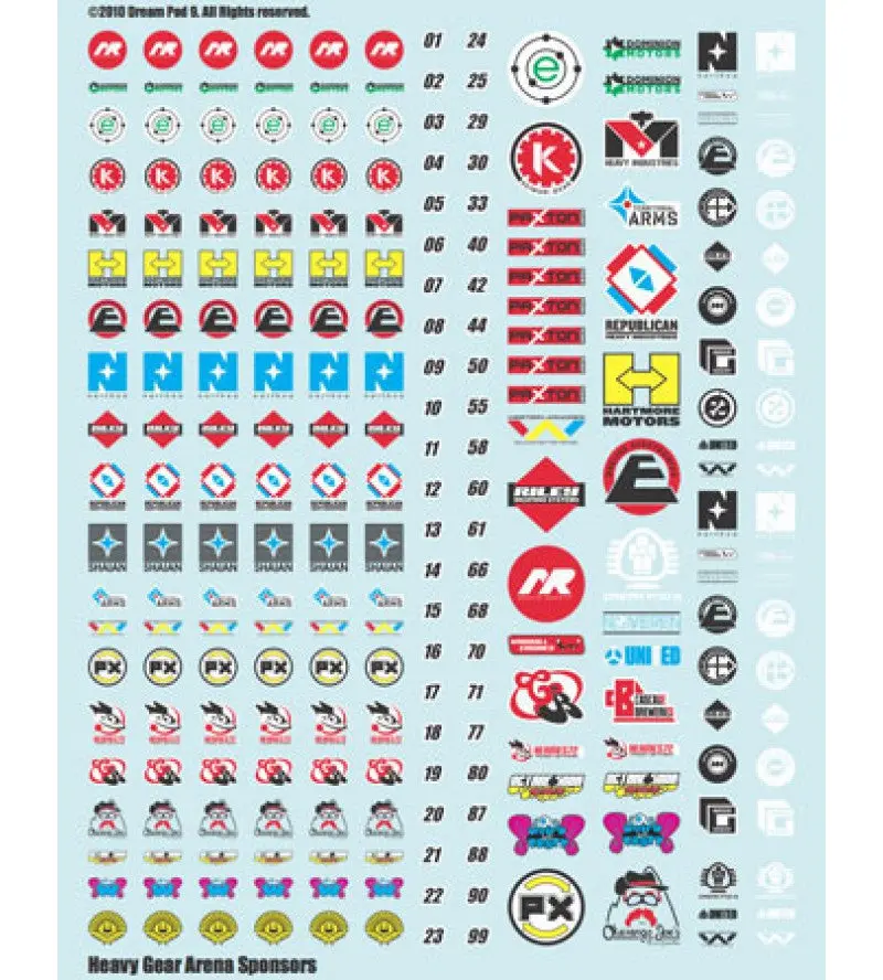 Heavy Gear Arena Sponsors Decals Sheet 1