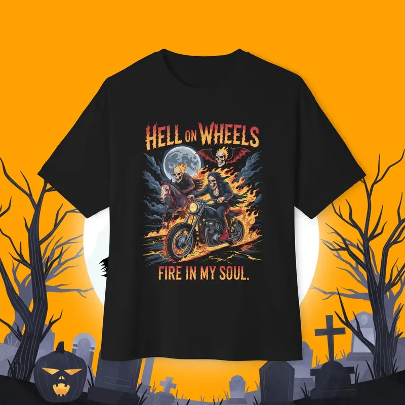 Hell On Wheels Unisex Ghost Rider Oversized Boxy Tee 1
