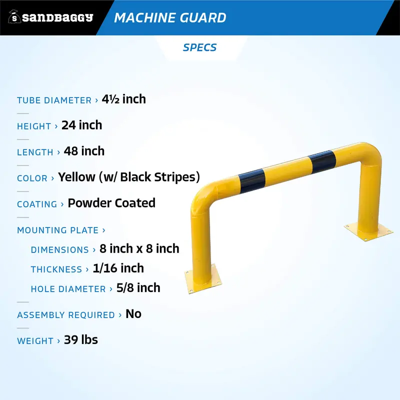 High Profile Machine Safety Guard (24" H X 48" L) - Fixed Barrier 2