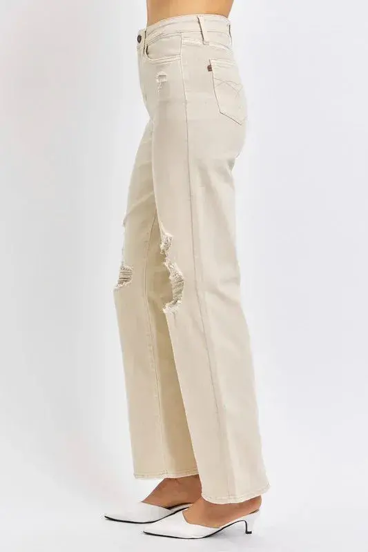 High Waist Distressed Wide Leg Judy Blue Jeans 2