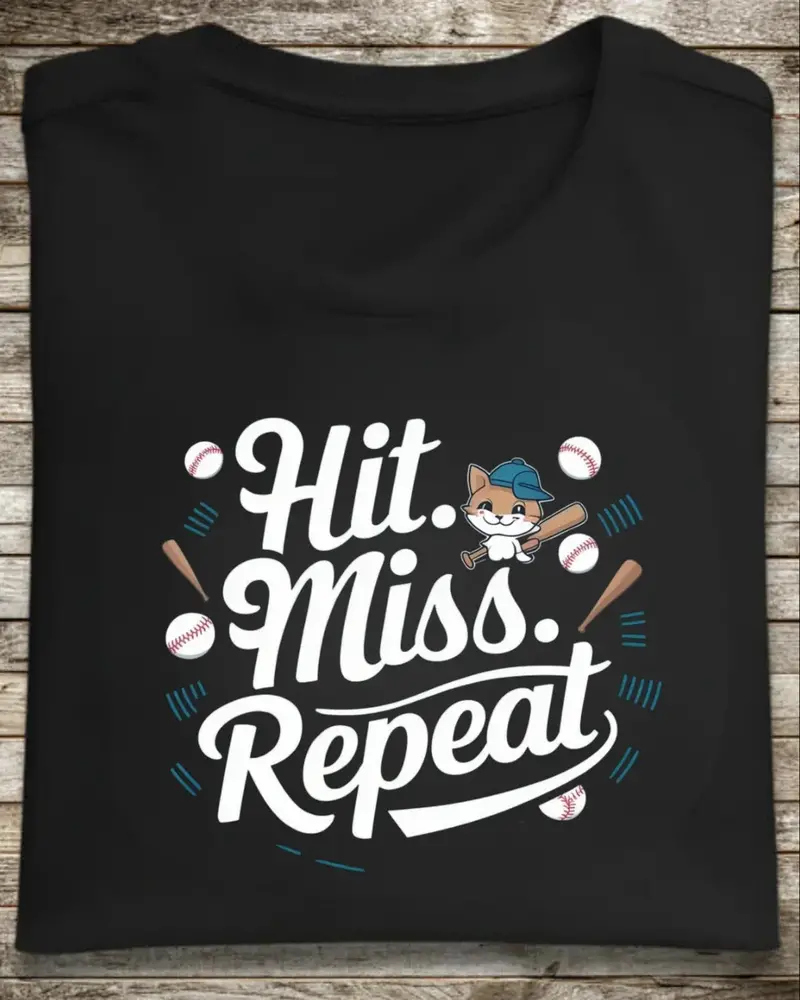 Hit Miss Repeat Baseball Crew Neck Tees 1