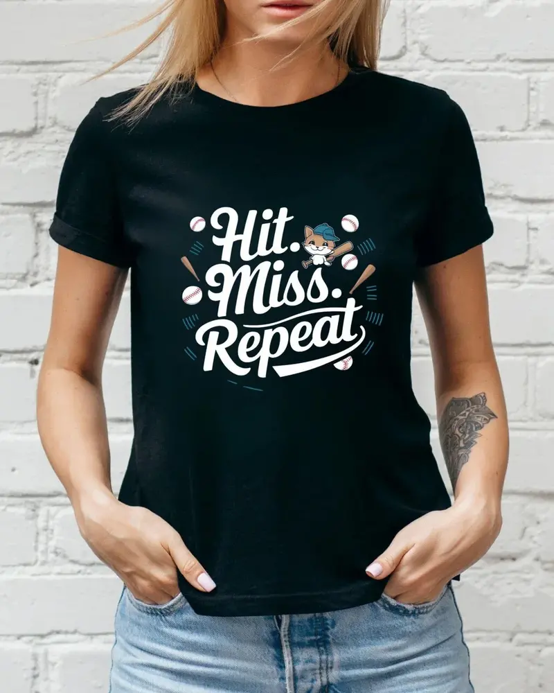 Hit Miss Repeat Baseball Crew Neck Tees 4