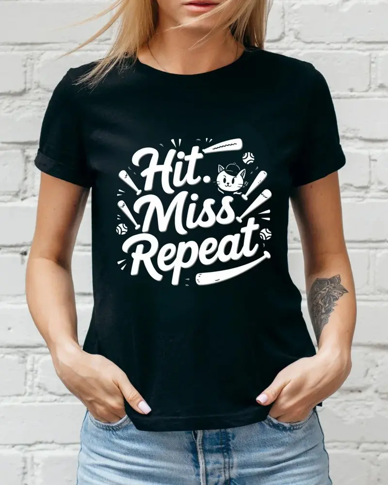 Hit Miss Repeats Baseball Crew Neck Tee 3