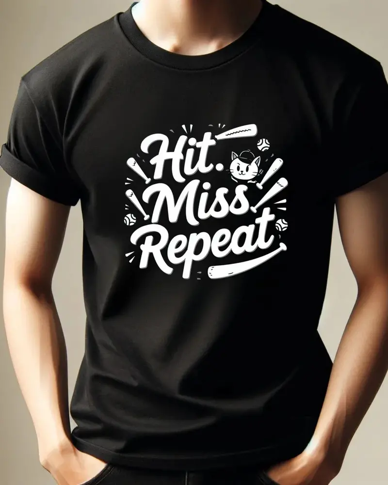 Hit Miss Repeats Baseball Crew Neck Tee 4