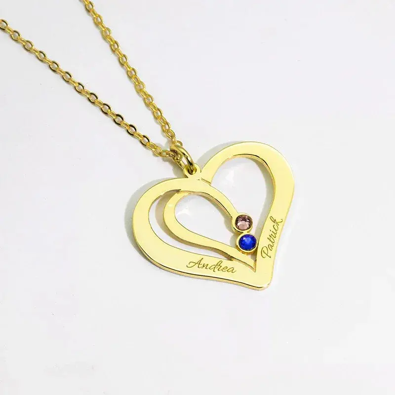 Hollow Heart Customizable Name Design Light Luxury Unique Necklace 1