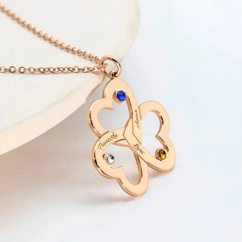 Hollow Heart Inlaid With Gemstones With Customizable Name Design Light Luxury Style Necklace 2