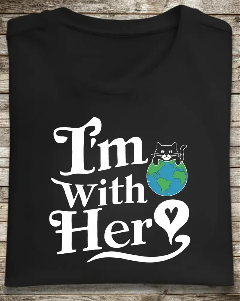 I Am With Her Planet Earth Cotton T-Shirt 1