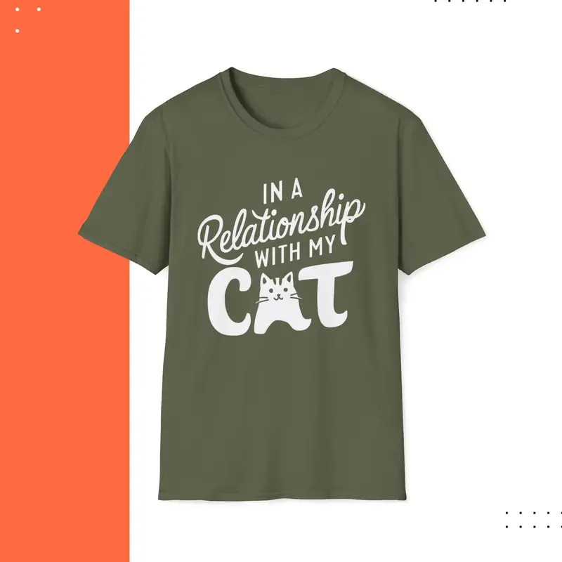 In A Relationship With Cat Cotton Men Tshirt 10