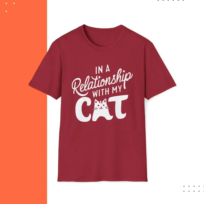 In A Relationship With Cat Cotton Men Tshirt 15