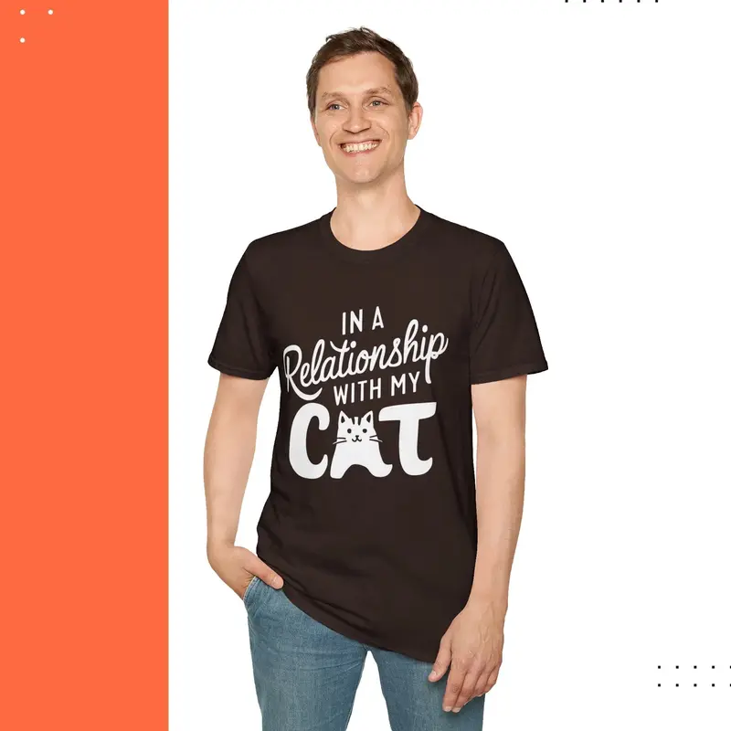 In A Relationship With Cat Cotton Men Tshirt 16