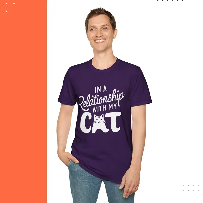 In A Relationship With Cat Cotton Men Tshirt 17