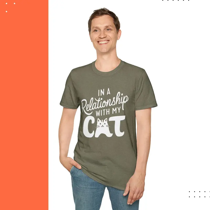 In A Relationship With Cat Cotton Men Tshirt 19