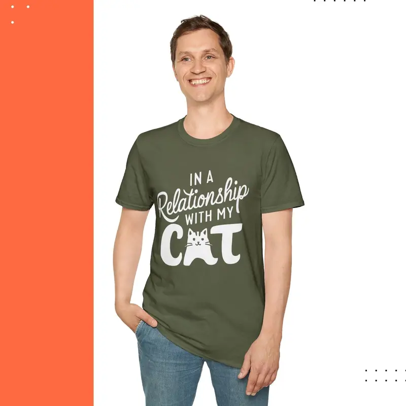 In A Relationship With Cat Cotton Men Tshirt 20