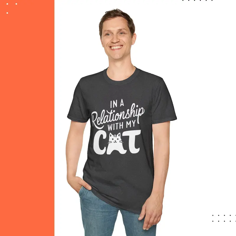 In A Relationship With Cat Cotton Men Tshirt 21