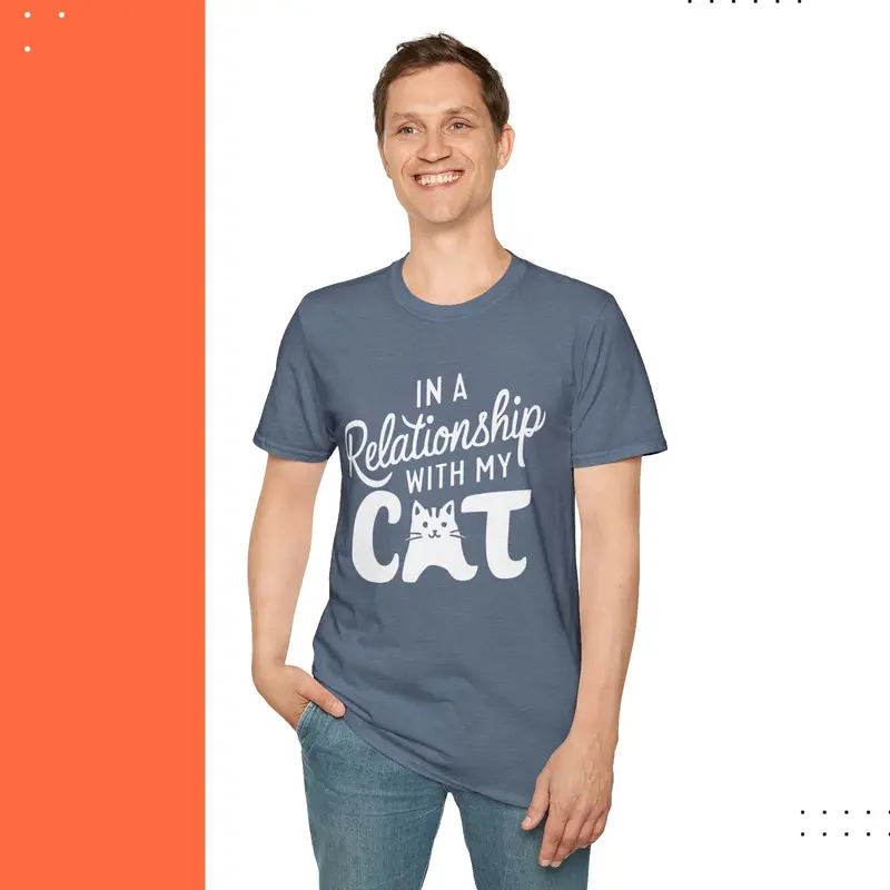 In A Relationship With Cat Cotton Men Tshirt 22
