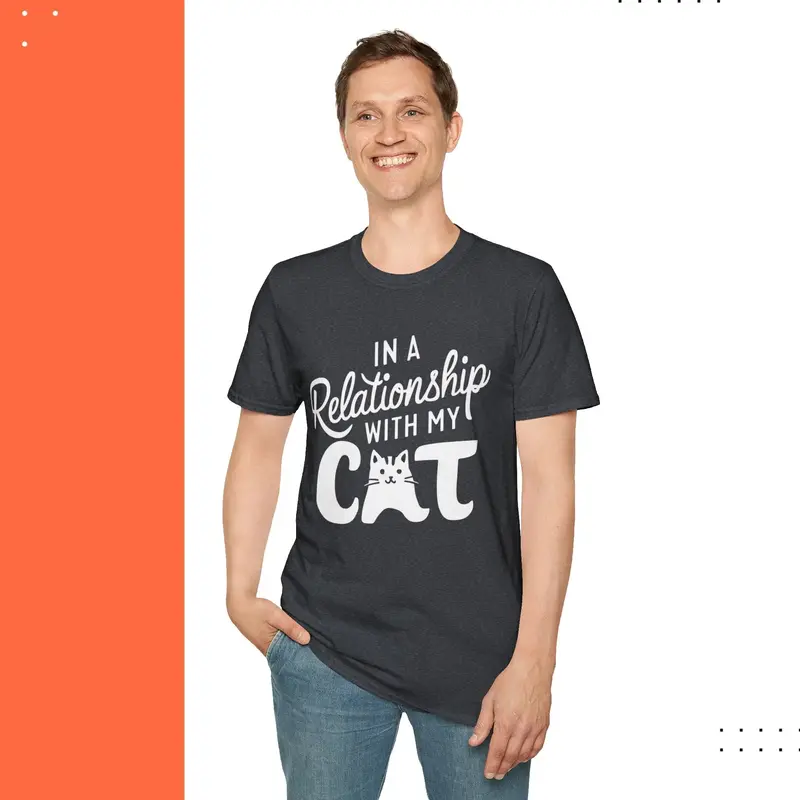 In A Relationship With Cat Cotton Men Tshirt 23