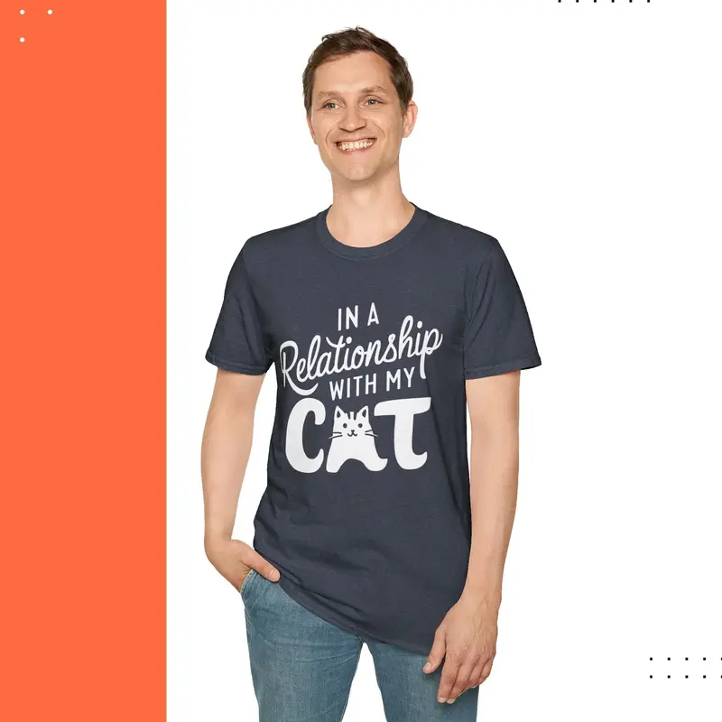 In A Relationship With Cat Cotton Men Tshirt 24