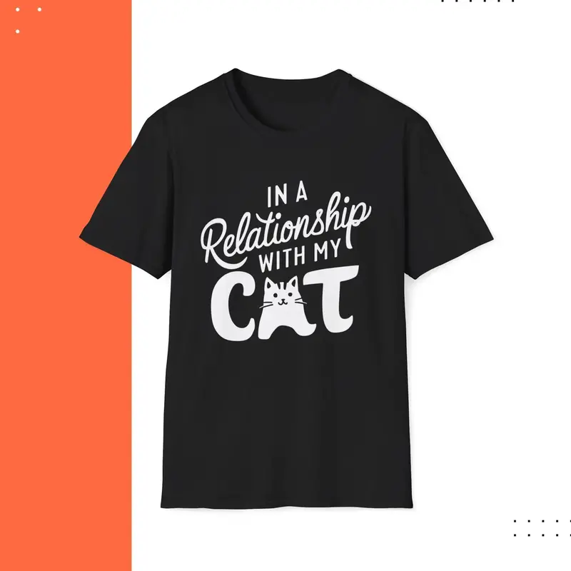 In A Relationship With Cat Cotton Men Tshirt 4