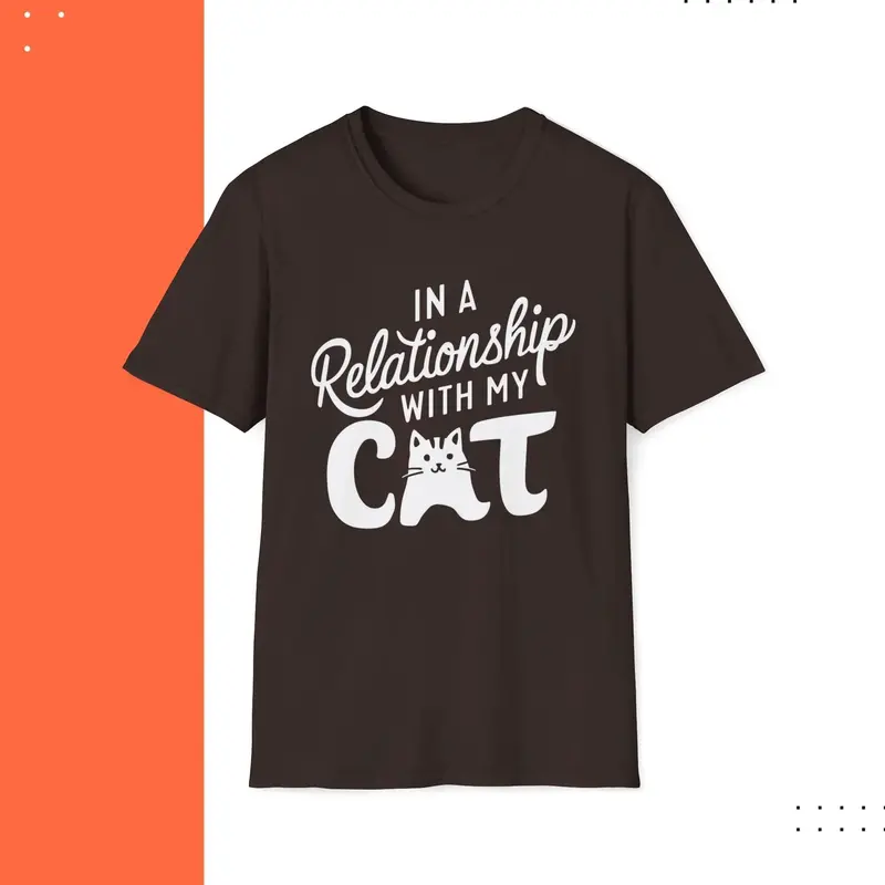 In A Relationship With Cat Cotton Men Tshirt 6