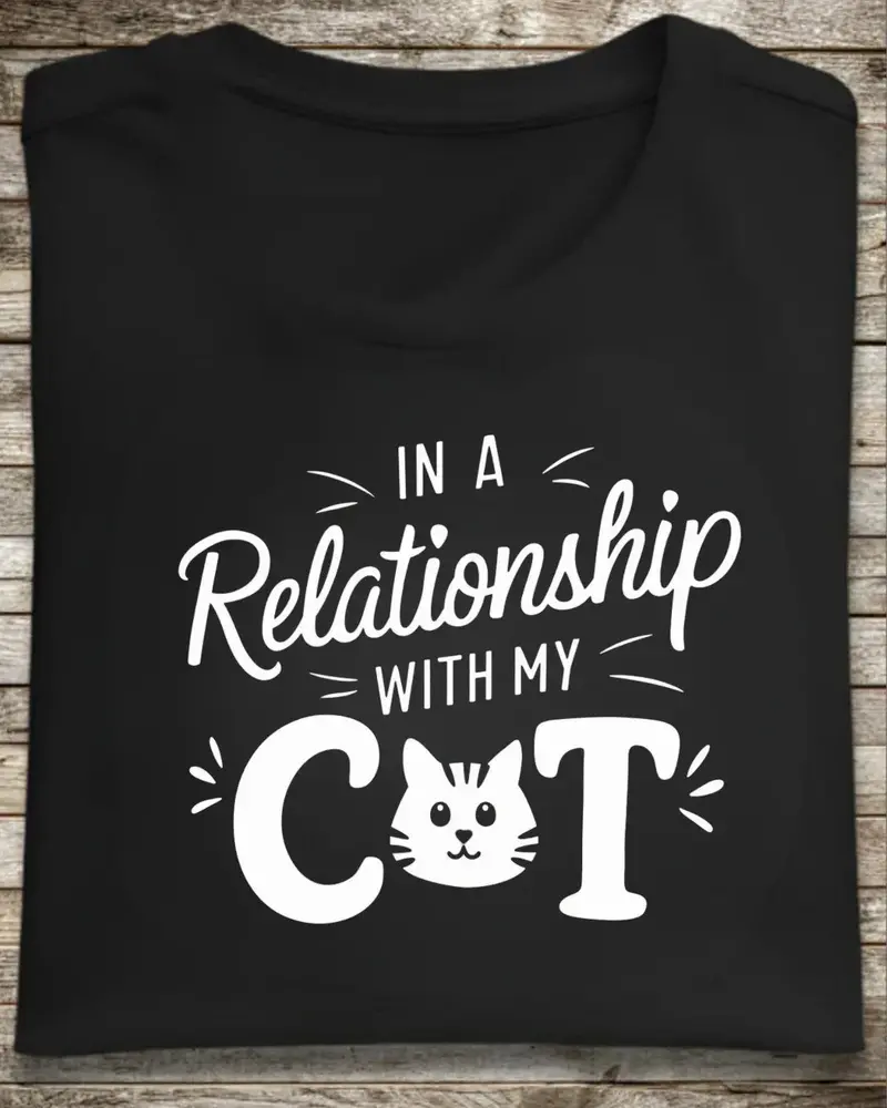 In A Relationship With Cat Cotton Tee 1