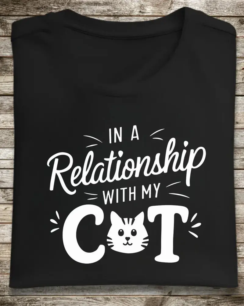 In A Relationship With Cat Cotton Tshirt 1