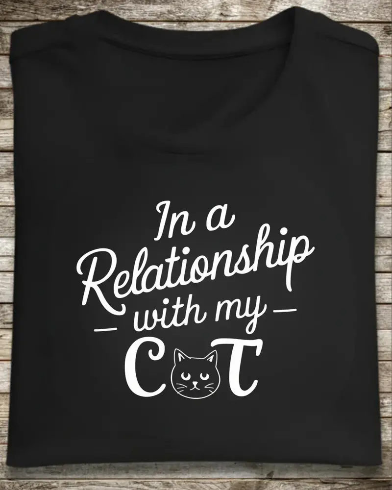 In A Relationships With Cat Relationship Cotton T-Shirt 1