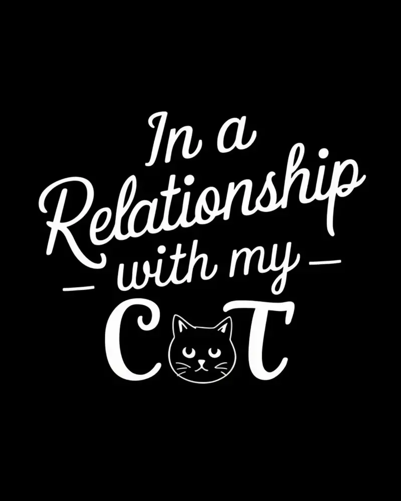 In A Relationships With Cat Relationship Cotton T-Shirt 2