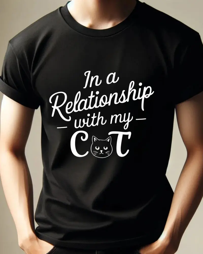 In A Relationships With Cat Relationship Cotton T-Shirt 4