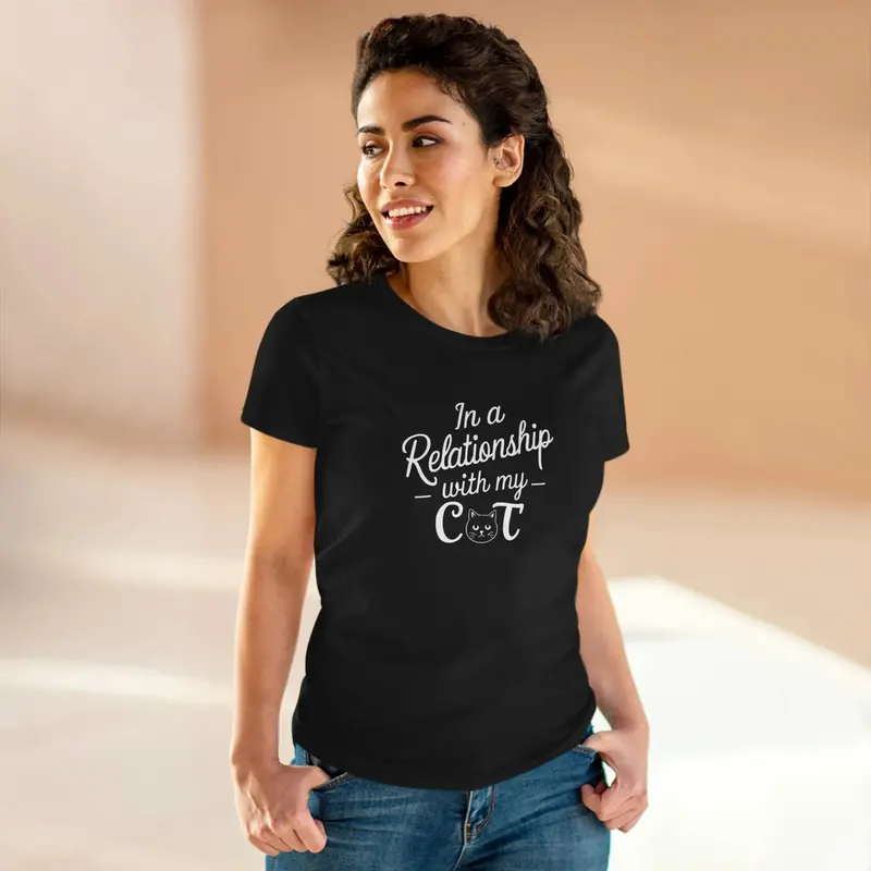 In Relationship With Cat Women Graphic Tees 10