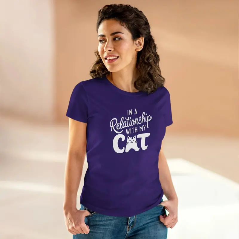 In Relationship With Cat Women Graphic Tees 13