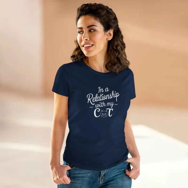 In Relationship With Cat Women Graphic Tees 14