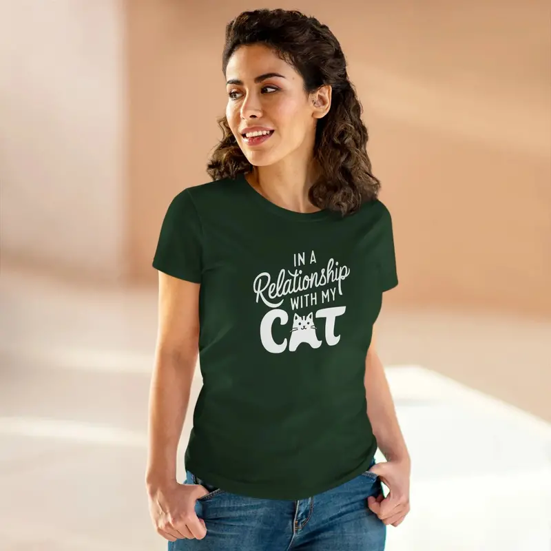 In Relationship With Cat Women Graphic Tees 17