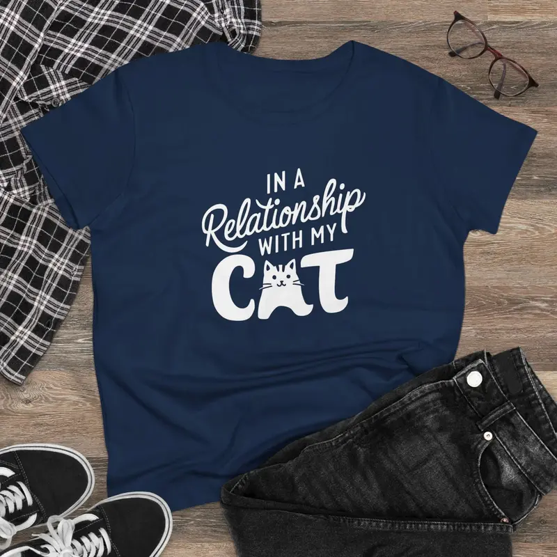 In Relationship With Cat Women Graphic Tees 2