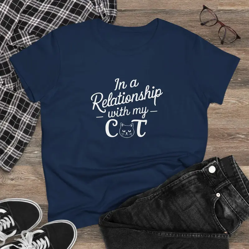 In Relationship With Cat Women Graphic Tees 3