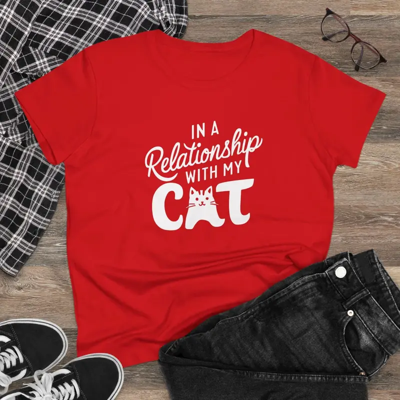 In Relationship With Cat Women Graphic Tees 4