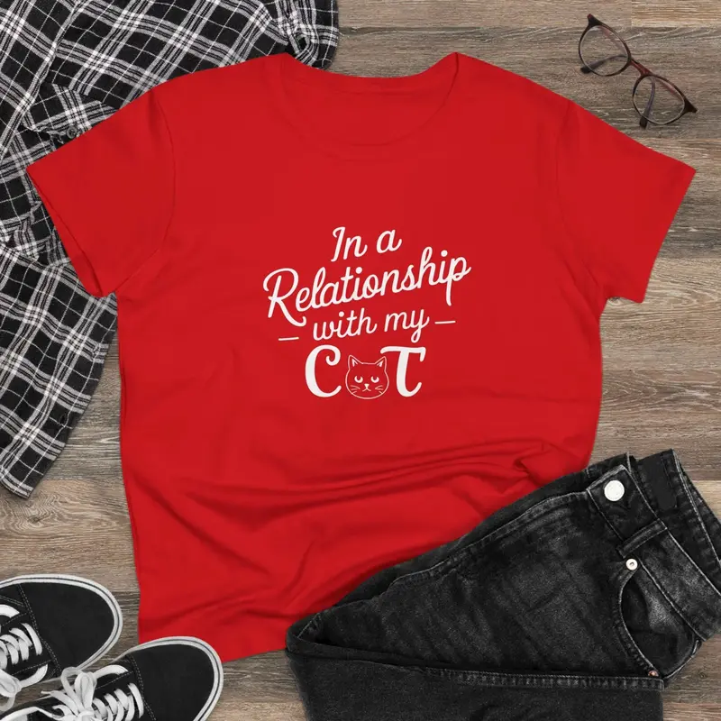 In Relationship With Cat Women Graphic Tees 5