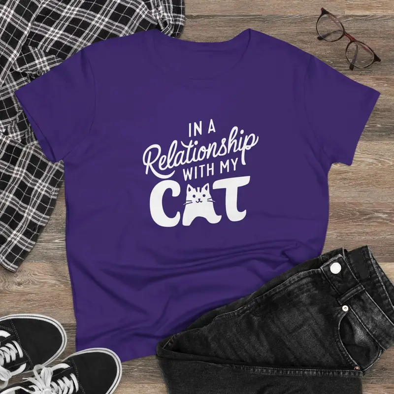 In Relationship With Cat Women Graphic Tees 5